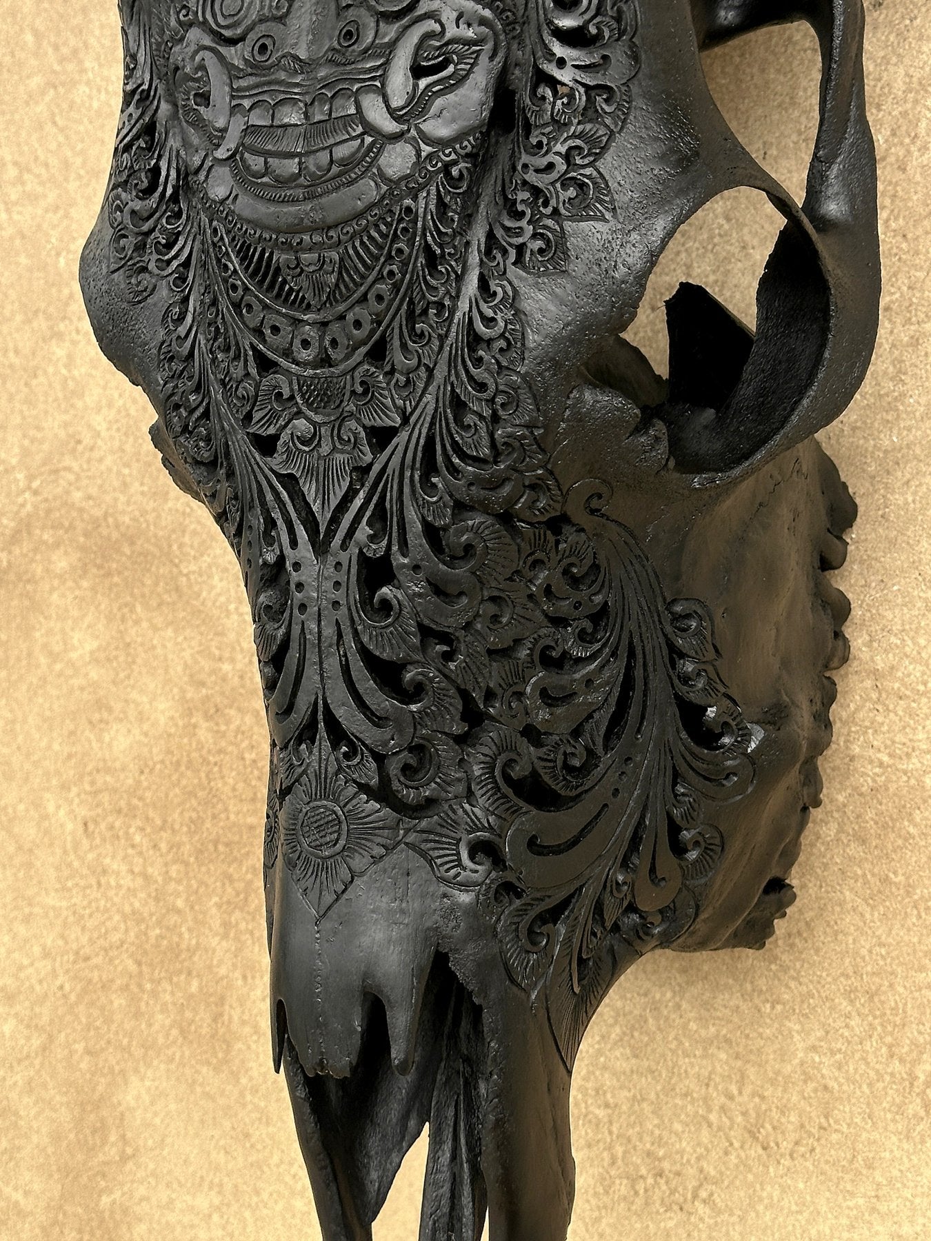 Black Barong Mosaic Cow Skull – Luxury Wall Art