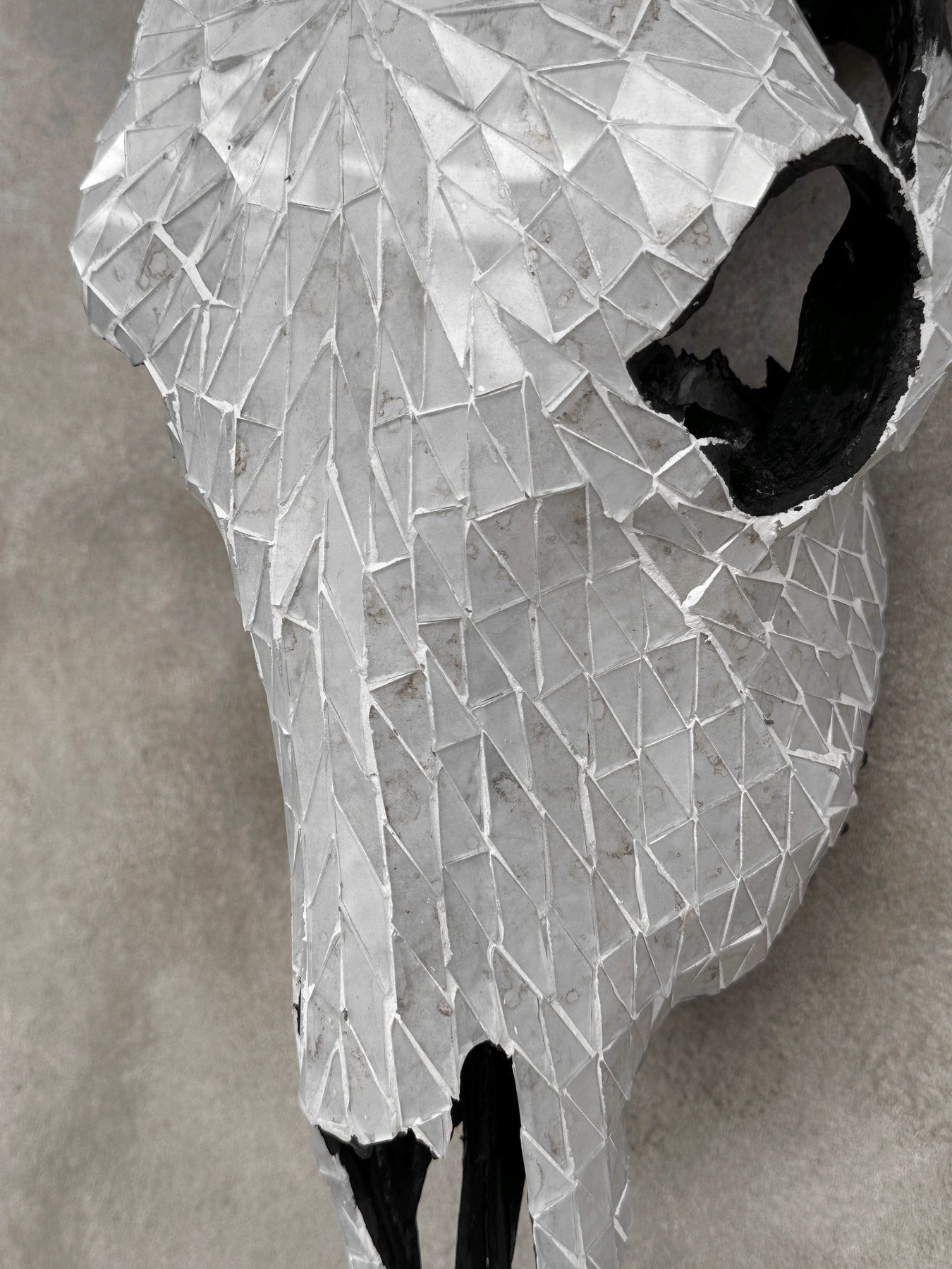 White Glass Mosaic Cow Skull – Luxury Wall Art