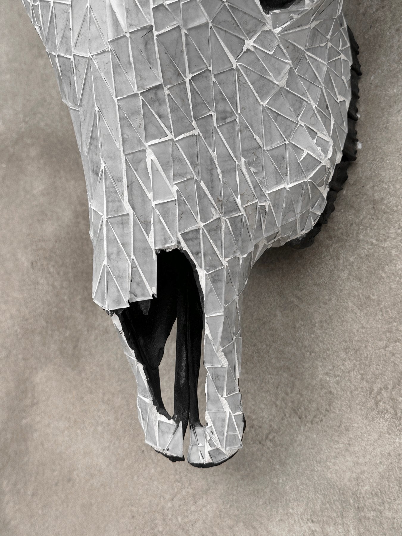 White Glass Mosaic Cow Skull – Luxury Wall Art