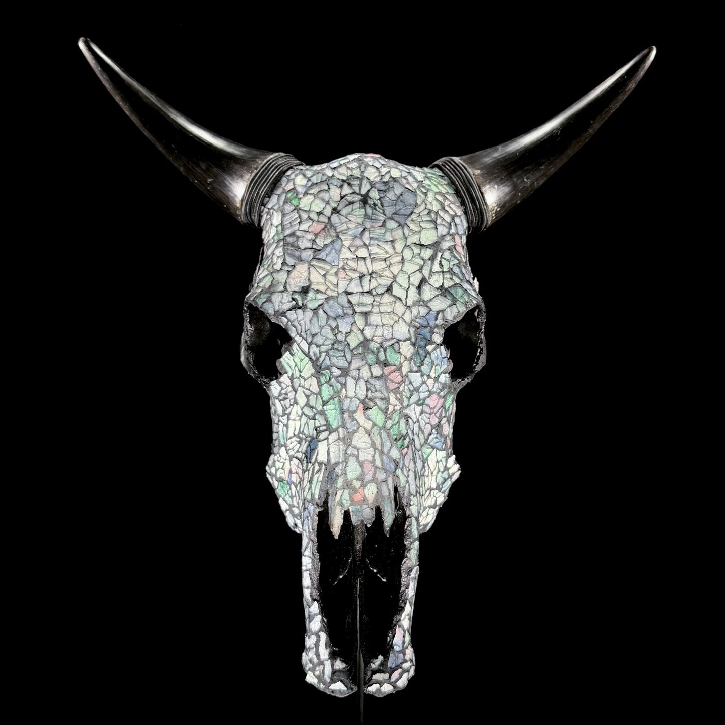 Glass Mosaic Cow Skull – Luxury Wall Art