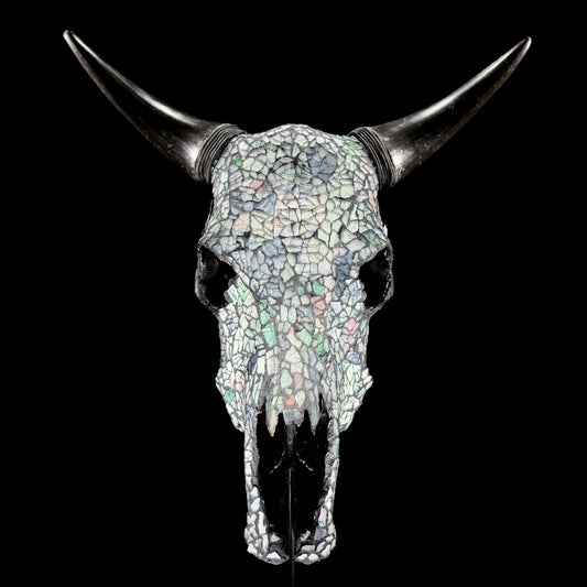 Glass Mosaic Cow Skull – Luxury Wall Art