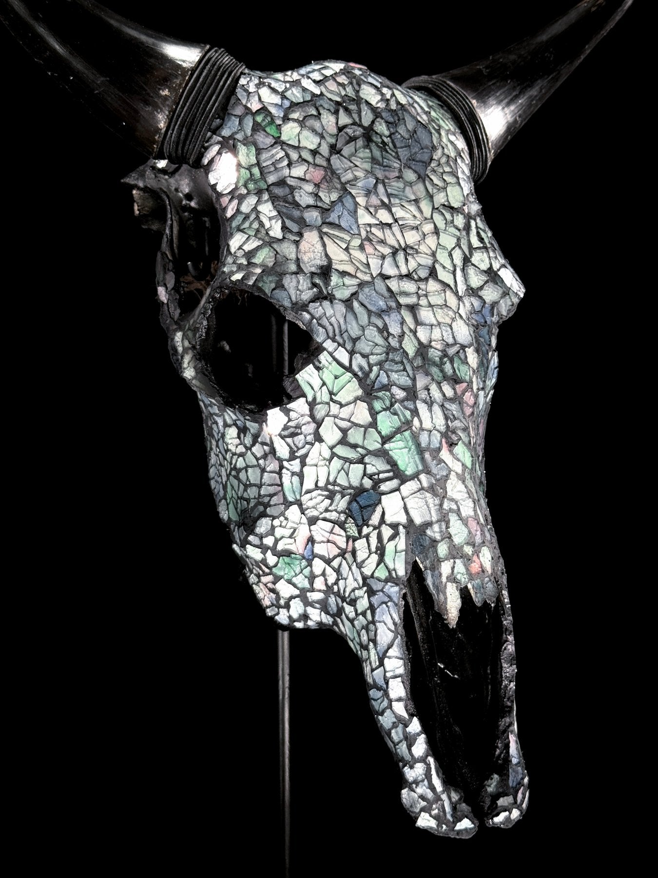 Glass Mosaic Cow Skull – Luxury Wall Art