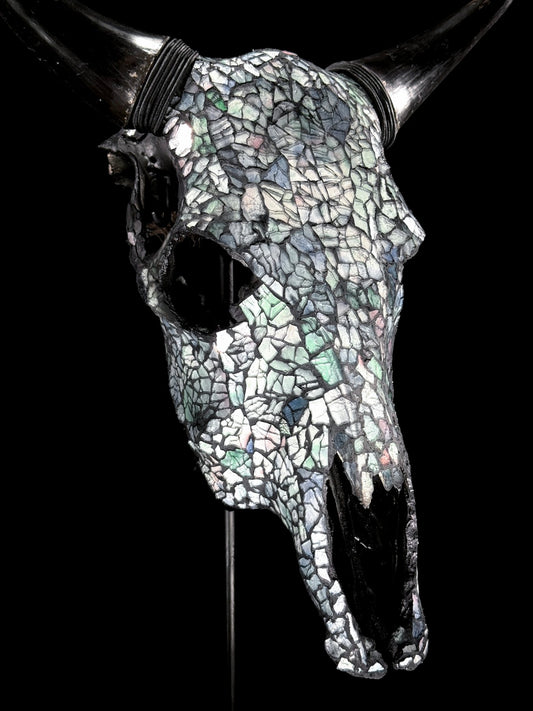 Glass Mosaic Cow Skull – Luxury Wall Art
