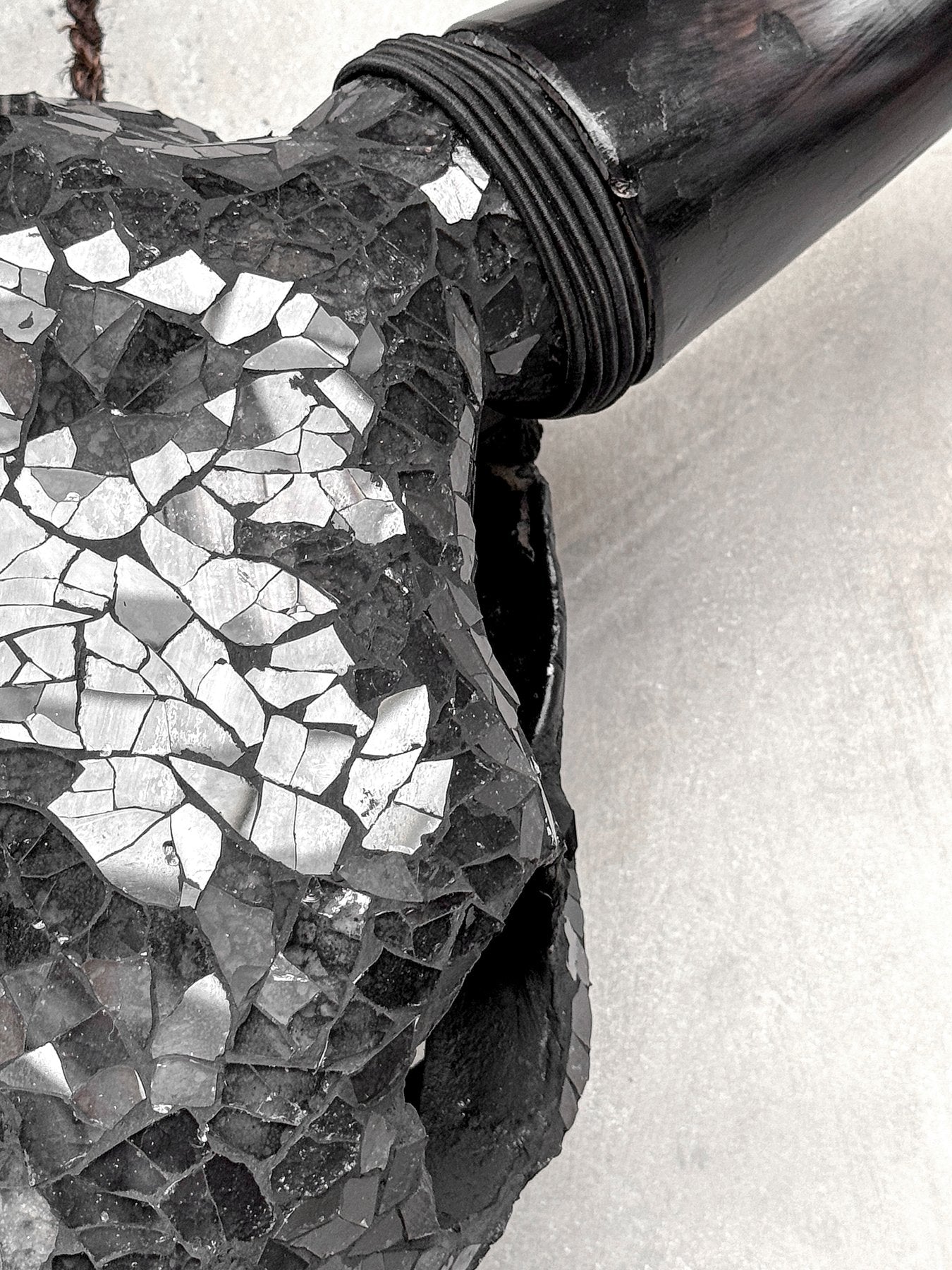 Black Glass Mosaic Cow Skull – Luxury Wall Art