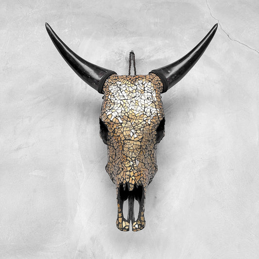 Gold Glass Mosaic Cow Skull 2 – Luxury Wall Art