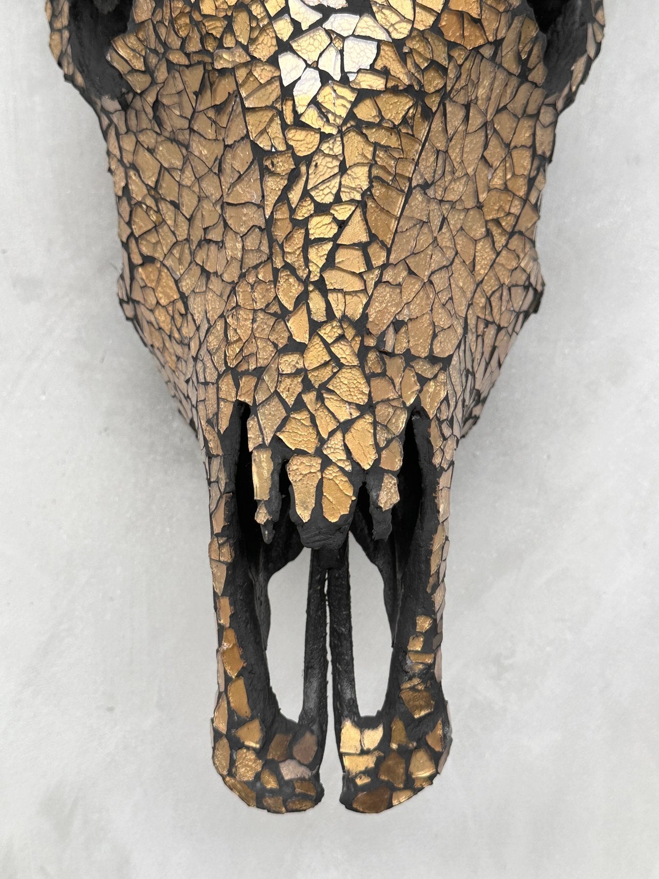 Gold Glass Mosaic Cow Skull – Luxury Wall Art