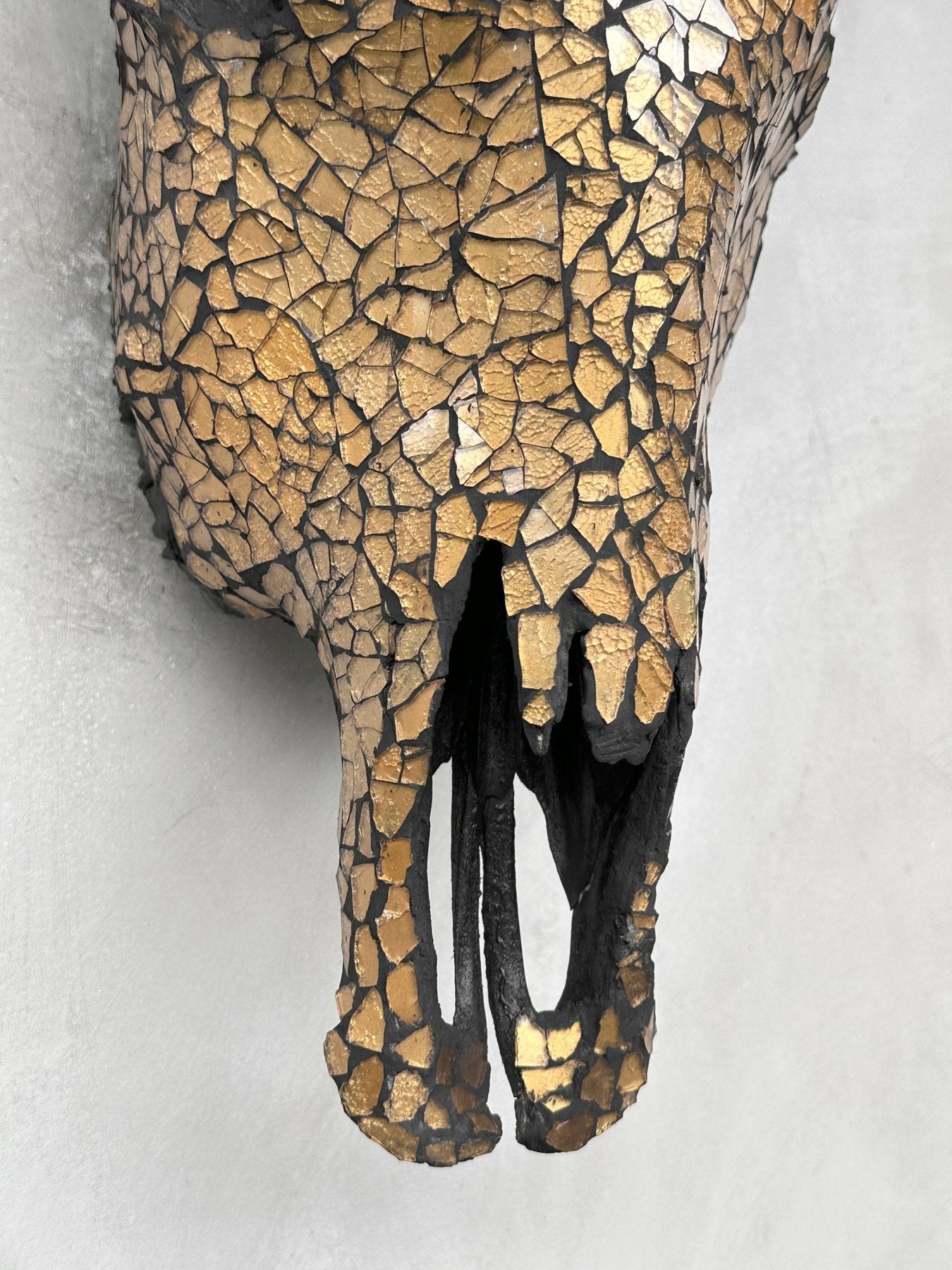 Gold Glass Mosaic Cow Skull – Luxury Wall Art