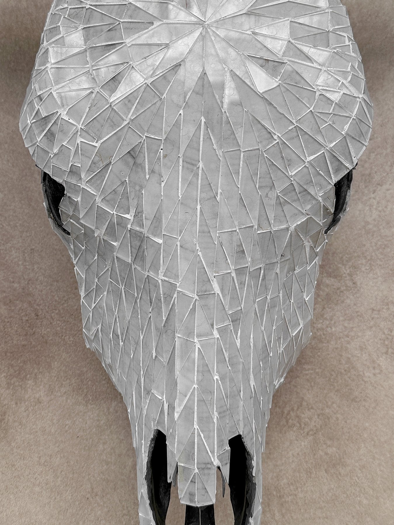 White Glass Mosaic Cow Skull – Luxury Wall Art