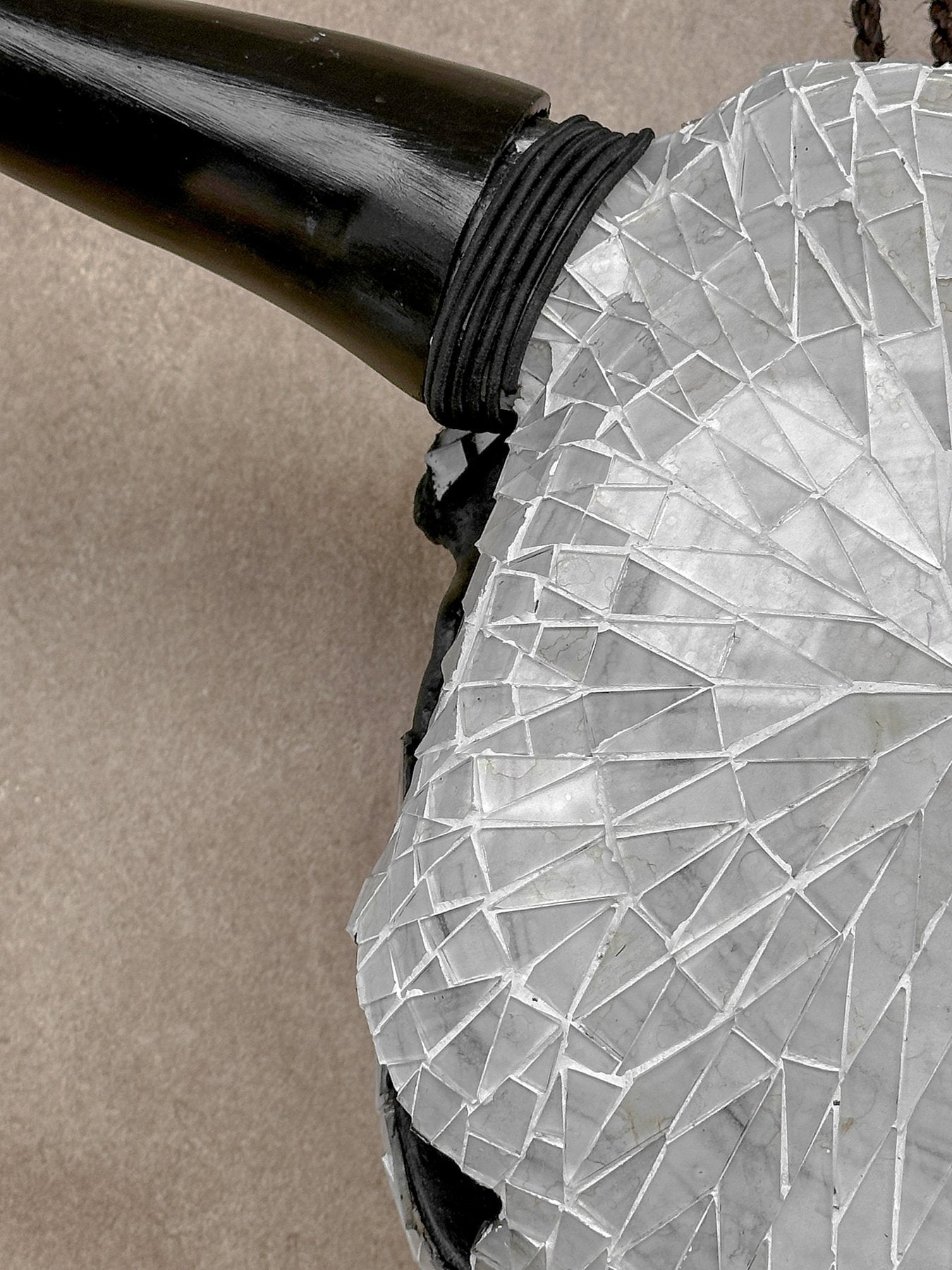 White Glass Mosaic Cow Skull – Luxury Wall Art