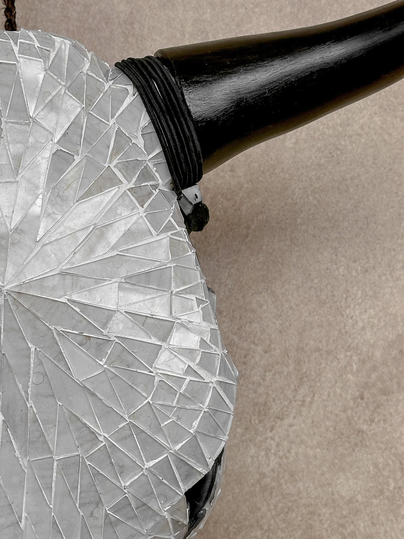 White Glass Mosaic Cow Skull – Luxury Wall Art