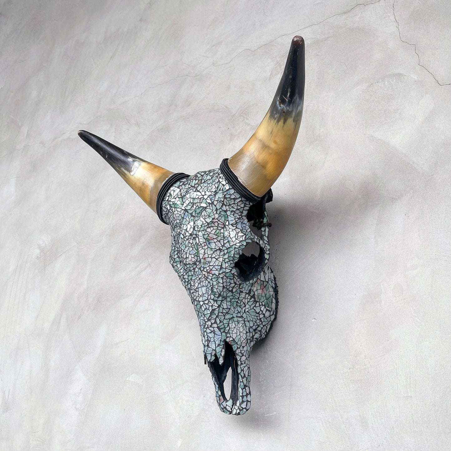 Glass Mosaic Cow Skull – Luxury Wall Art