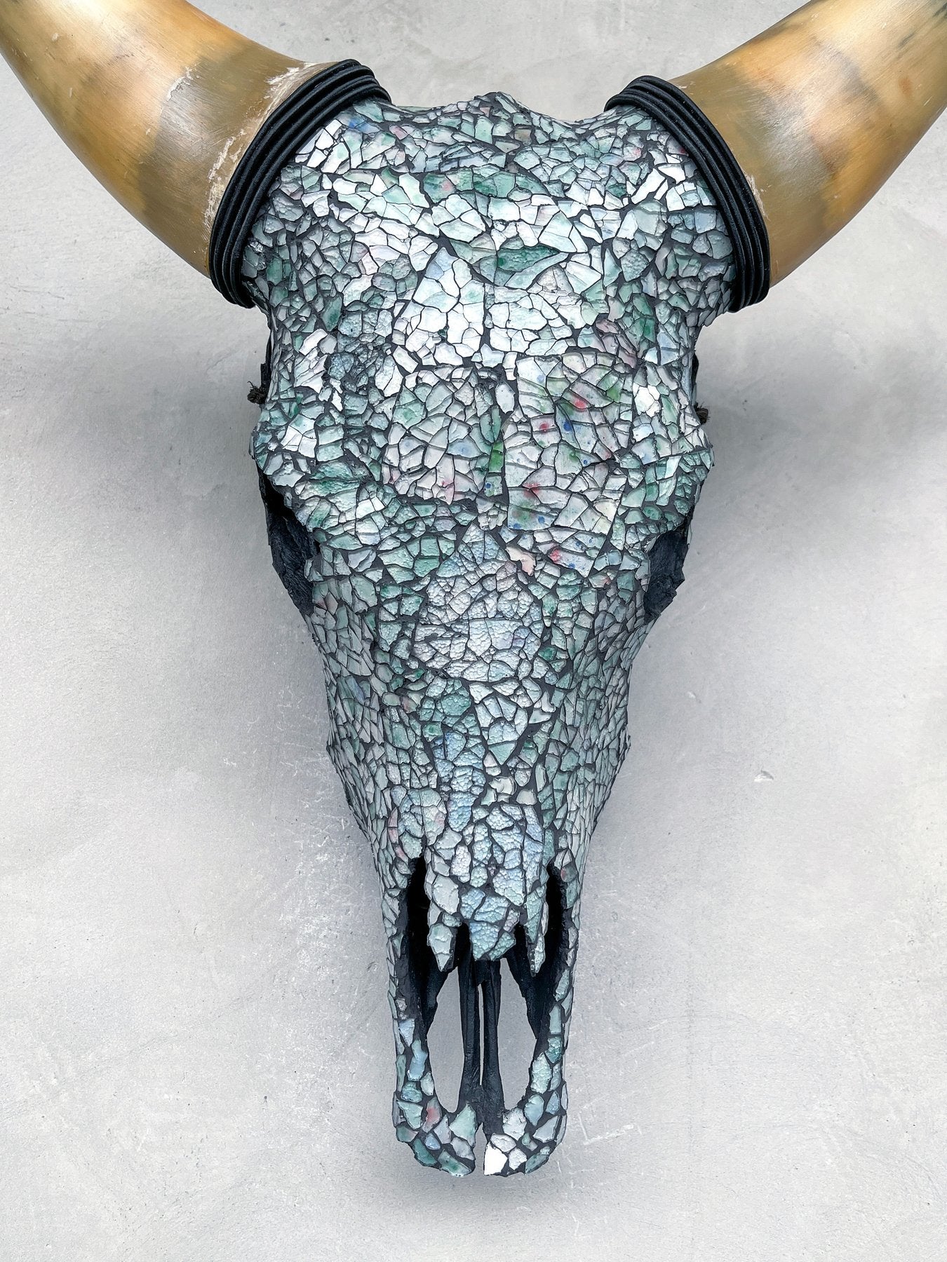 Glass Mosaic Cow Skull – Luxury Wall Art