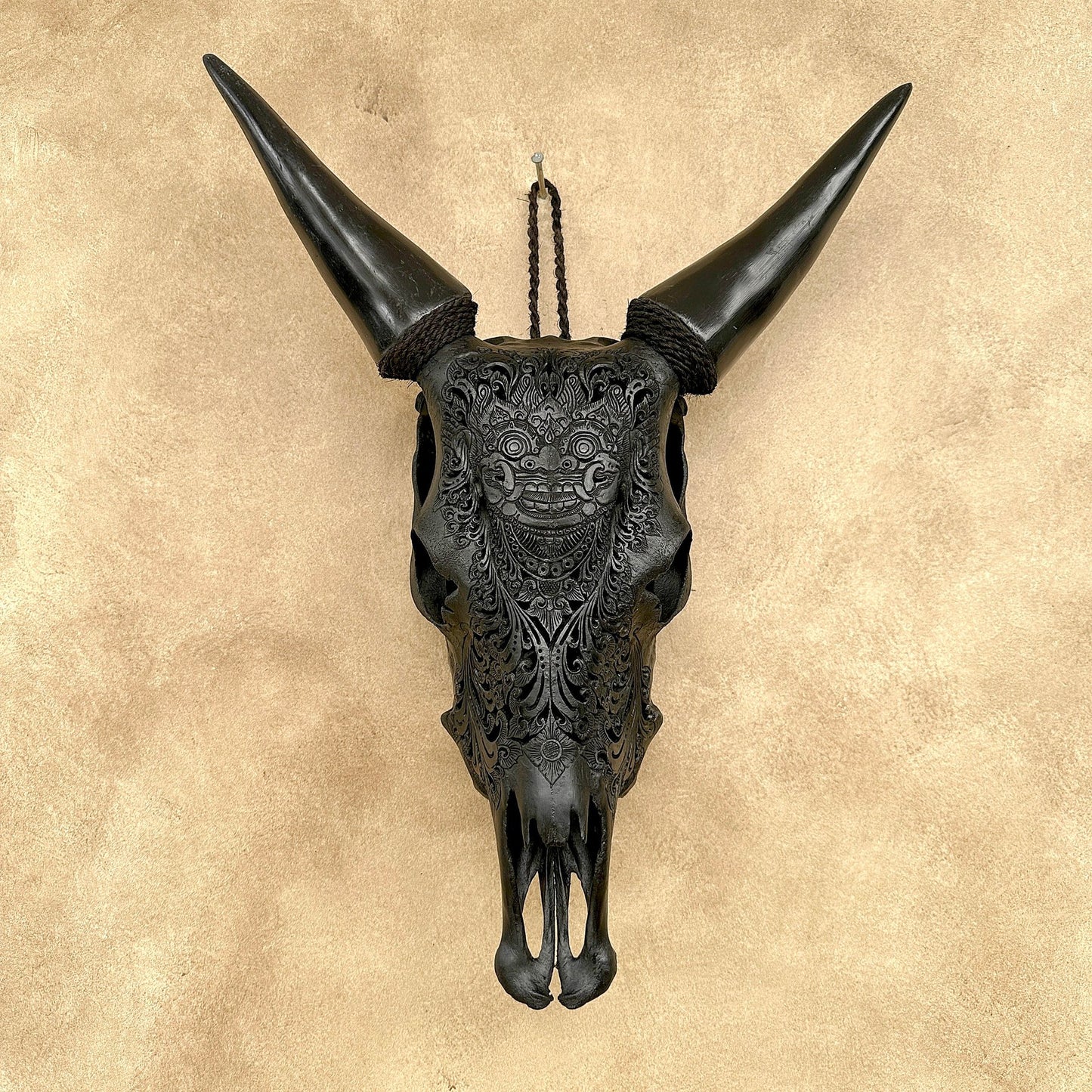 Black Barong Mosaic Cow Skull – Luxury Wall Art