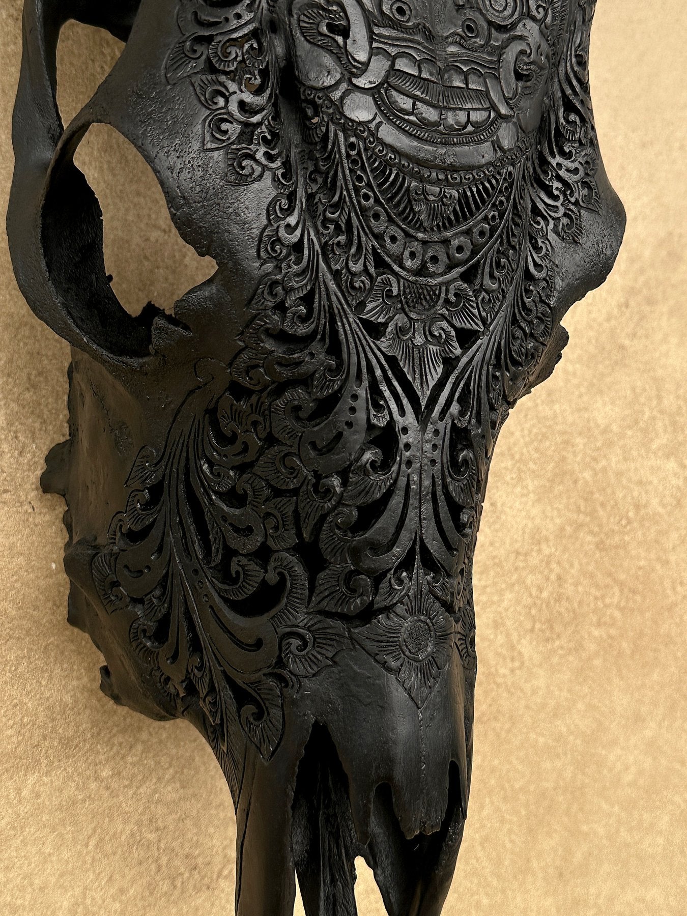 Black Barong Mosaic Cow Skull – Luxury Wall Art