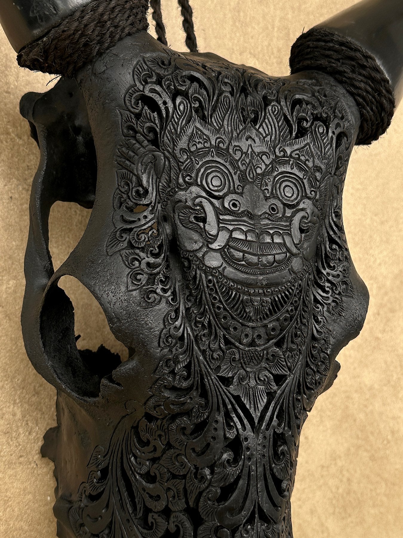 Black Barong Mosaic Cow Skull – Luxury Wall Art