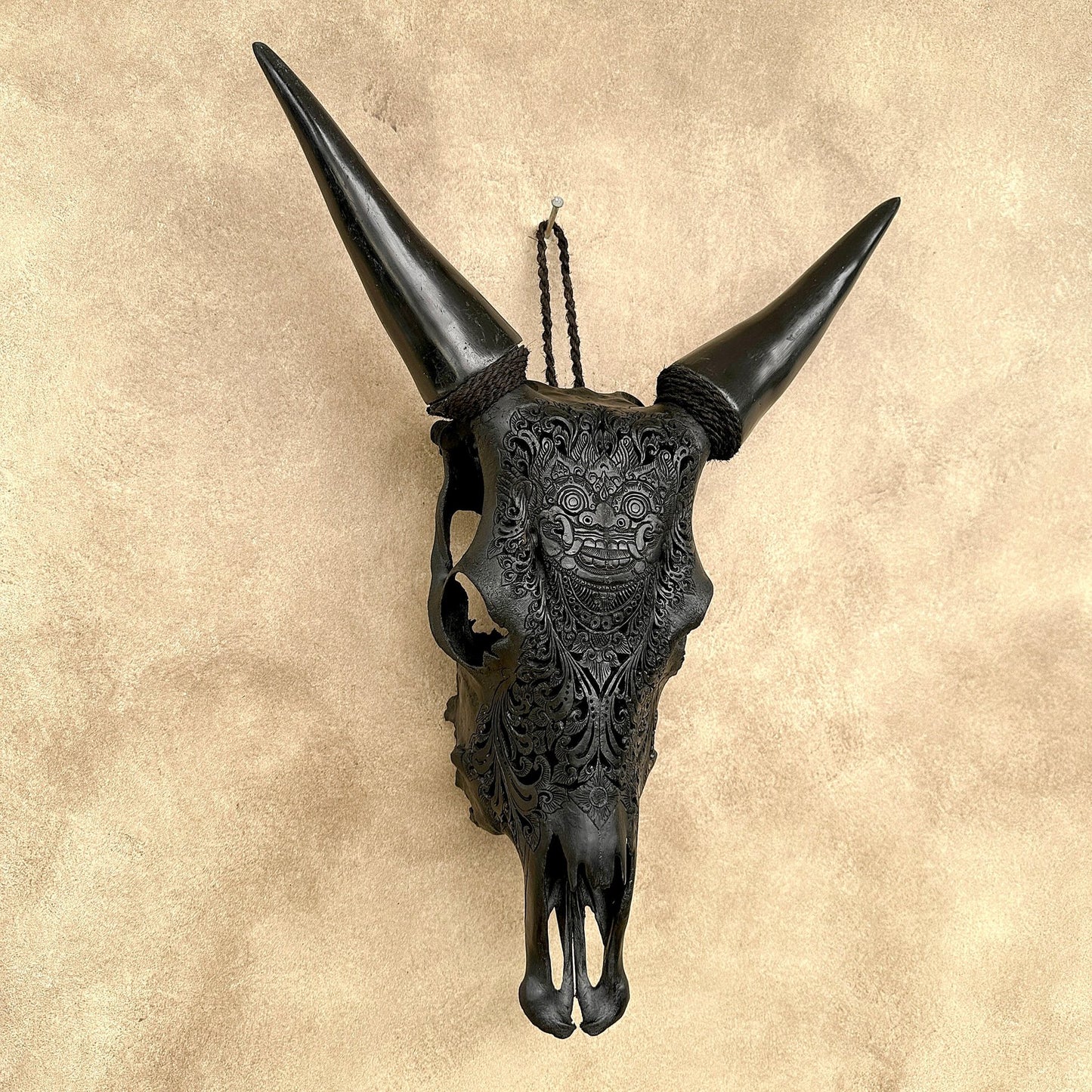 Black Barong Mosaic Cow Skull – Luxury Wall Art