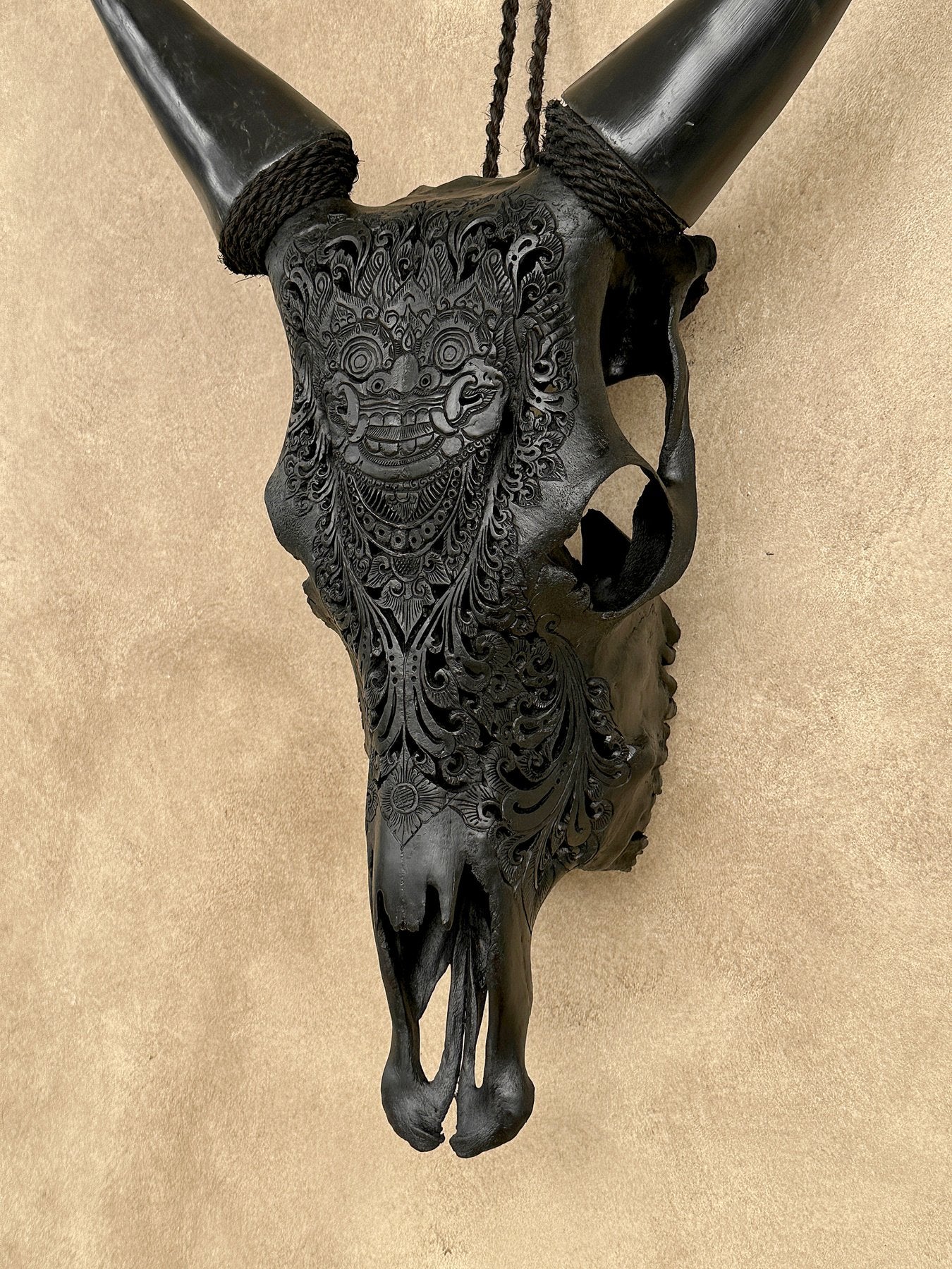 Black Barong Mosaic Cow Skull – Luxury Wall Art