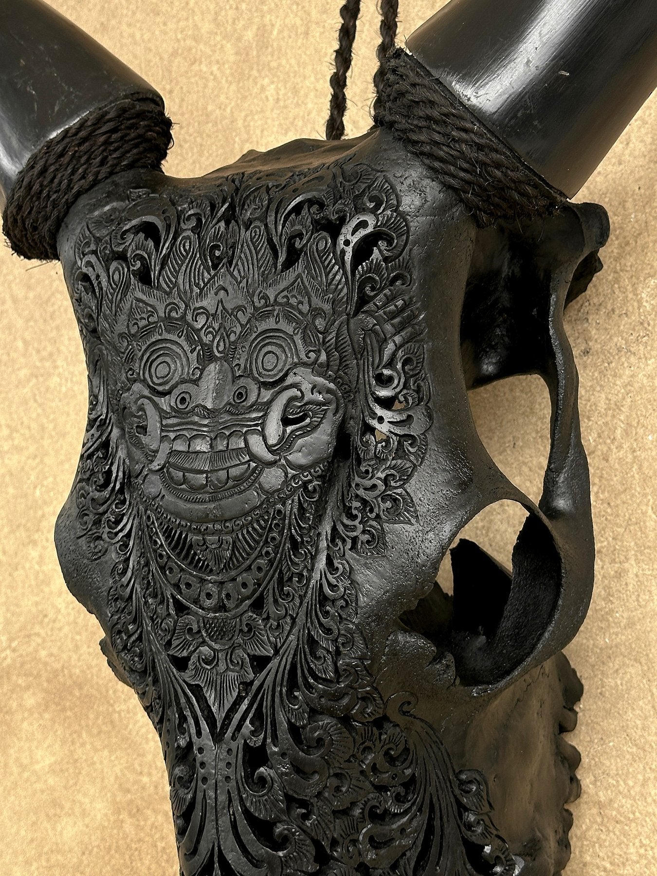 Black Barong Mosaic Cow Skull – Luxury Wall Art