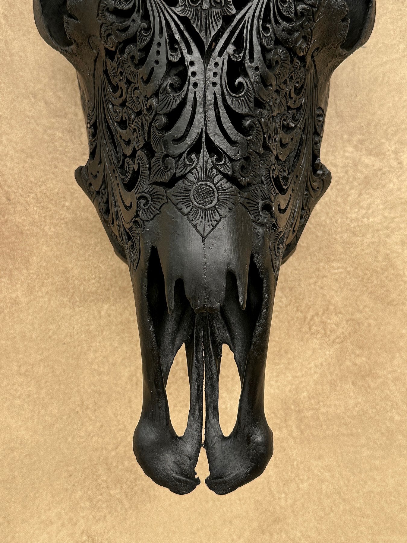 Black Barong Mosaic Cow Skull – Luxury Wall Art