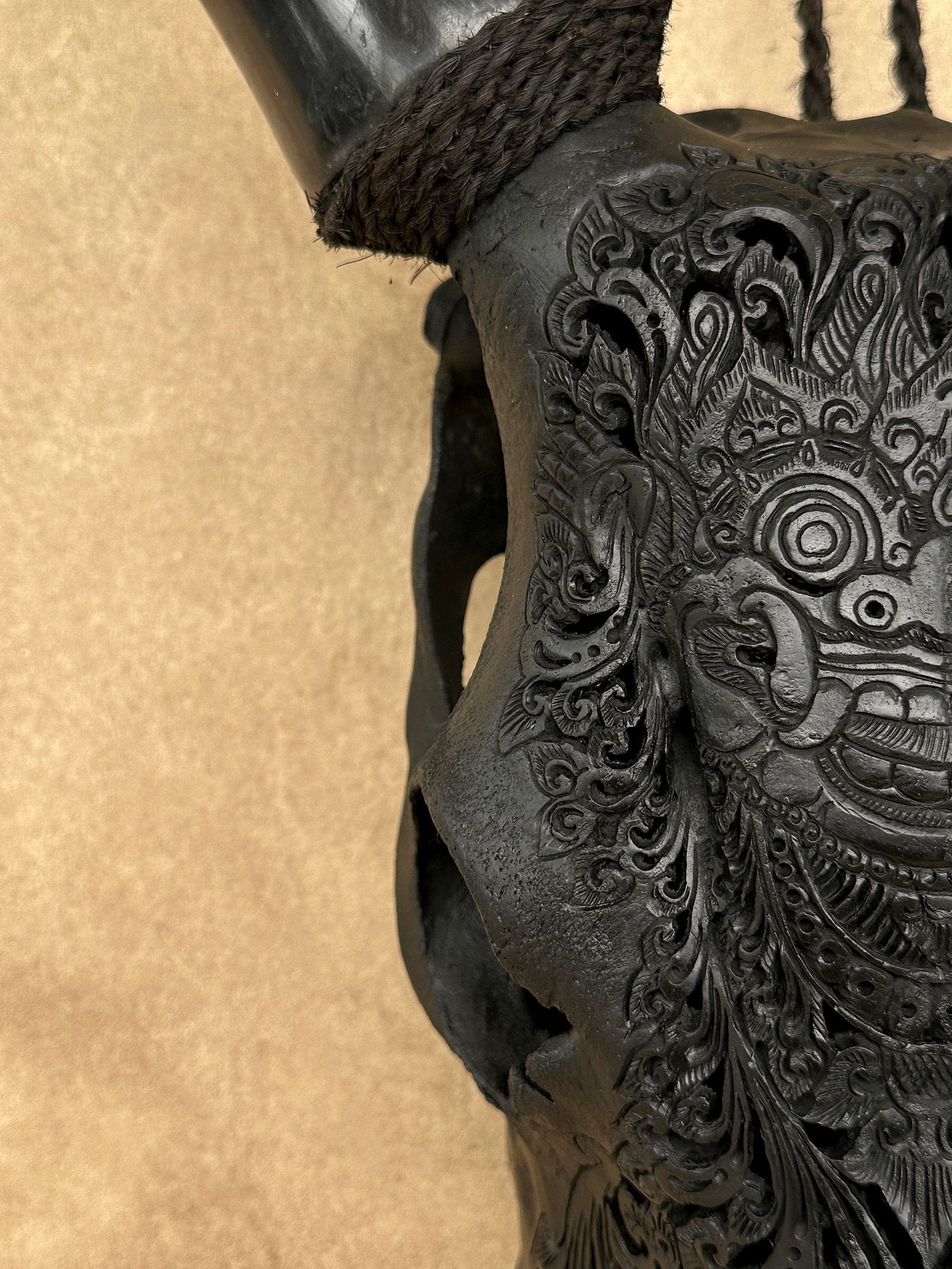 Black Barong Mosaic Cow Skull – Luxury Wall Art