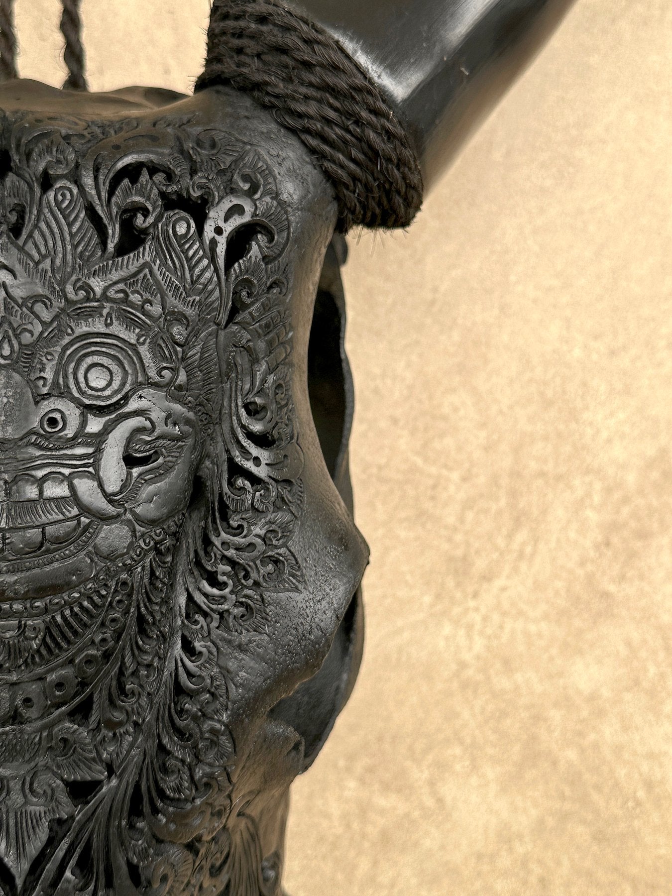 Black Barong Mosaic Cow Skull – Luxury Wall Art