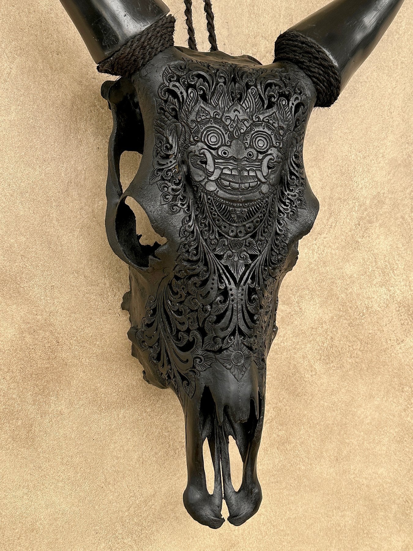 Black Barong Mosaic Cow Skull – Luxury Wall Art