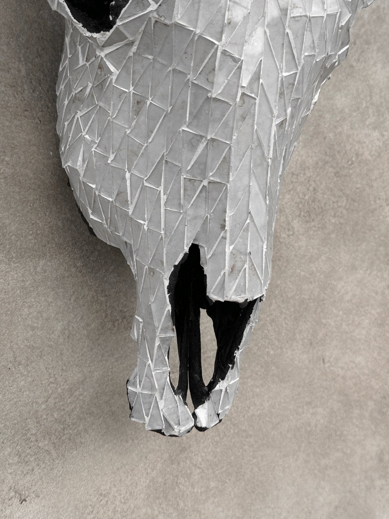 White Glass Mosaic Cow Skull – Luxury Wall Art