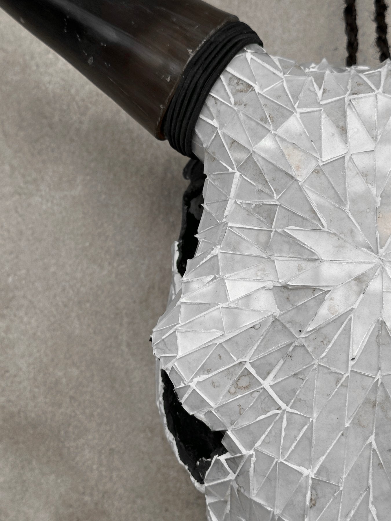 White Glass Mosaic Cow Skull – Luxury Wall Art