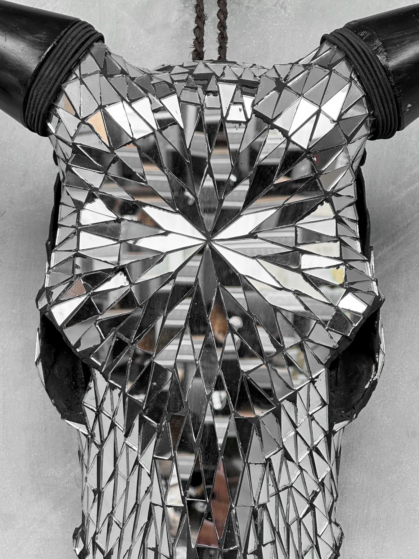 Silver Mosaic Cow Skull – Luxury Wall Art