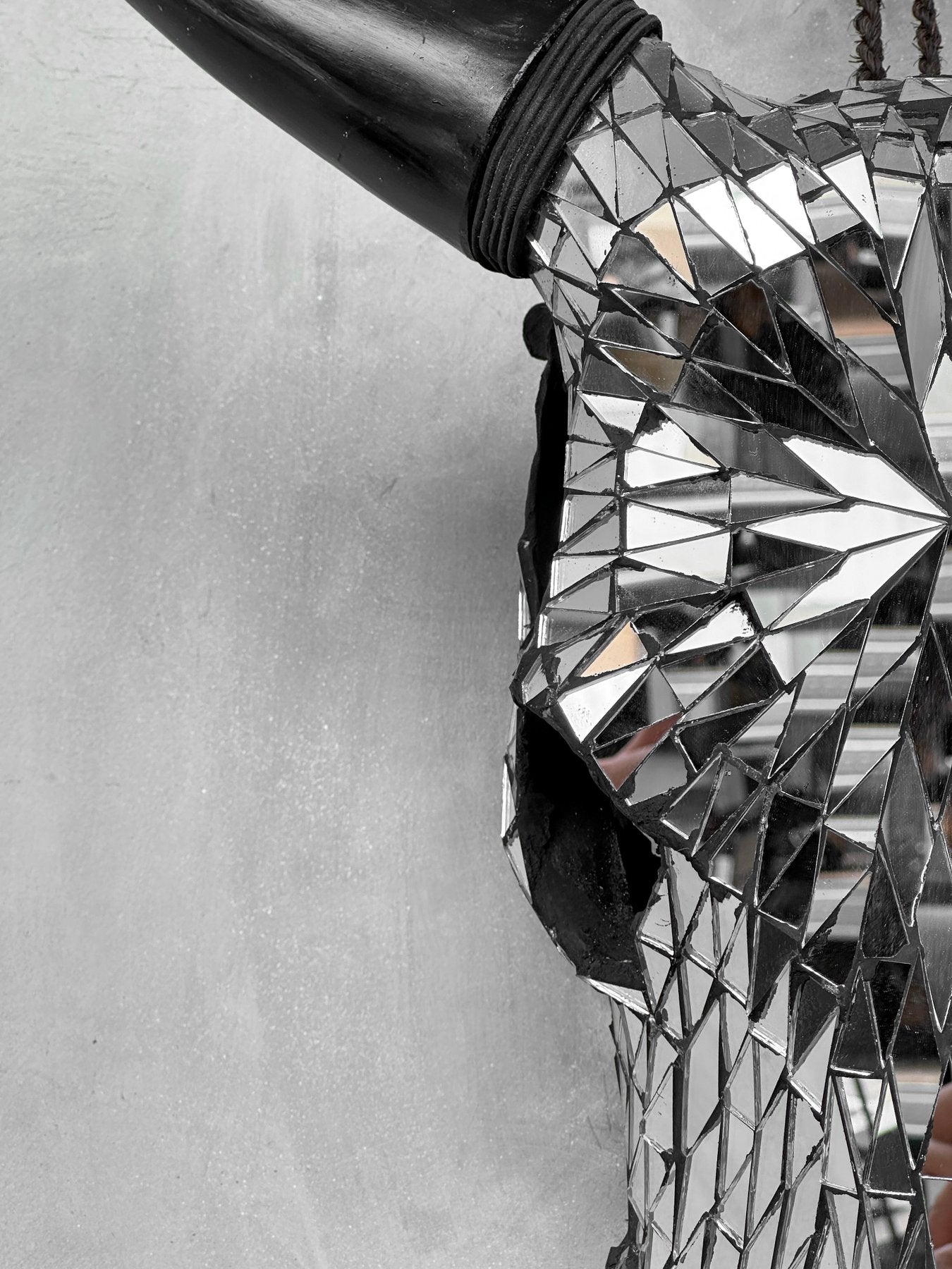 Silver Mosaic Cow Skull – Luxury Wall Art