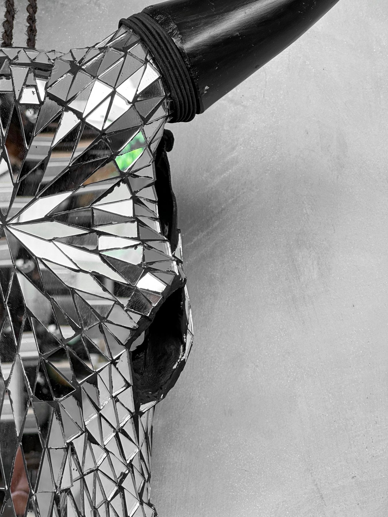 Silver Mosaic Cow Skull – Luxury Wall Art