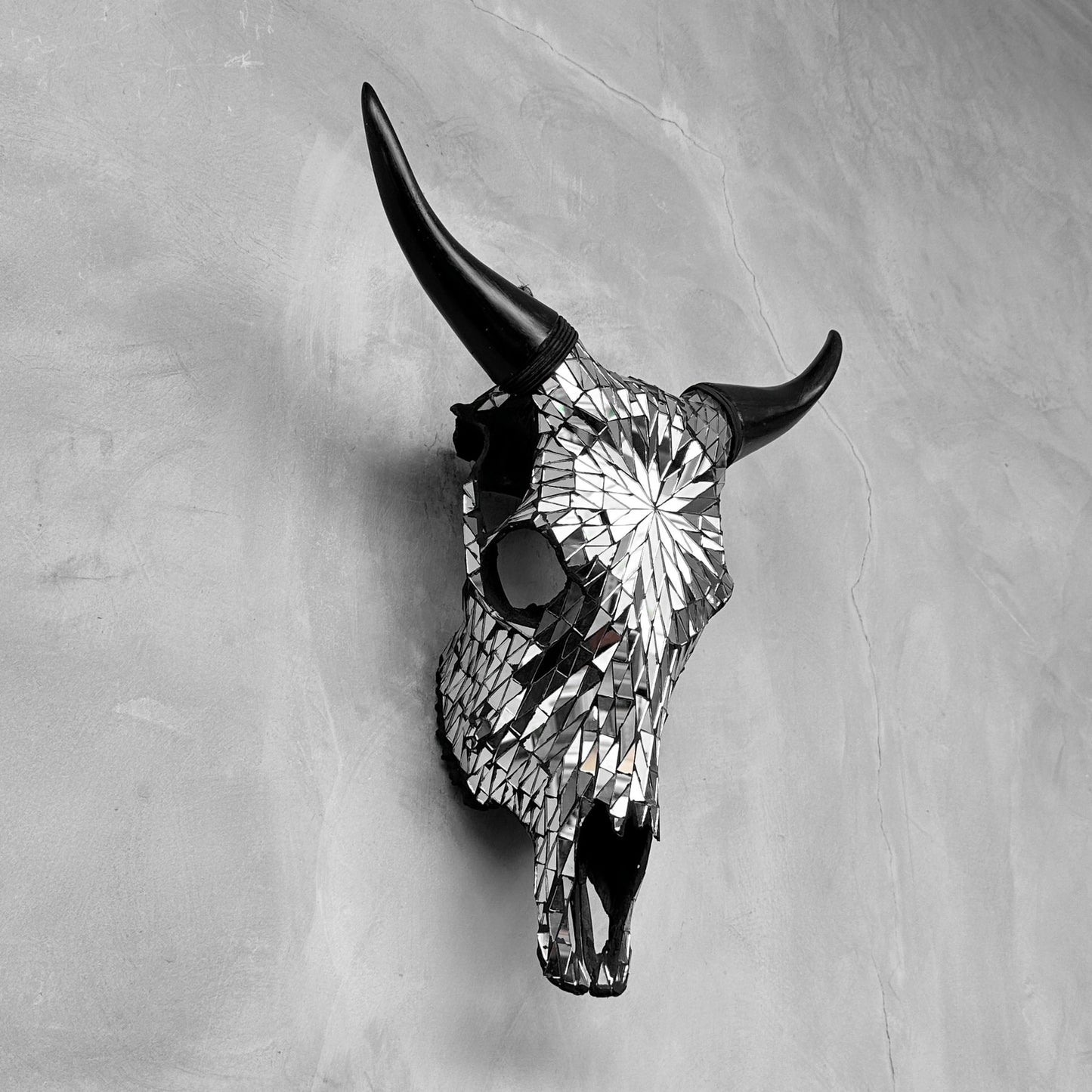 Silver Mosaic Cow Skull – Luxury Wall Art